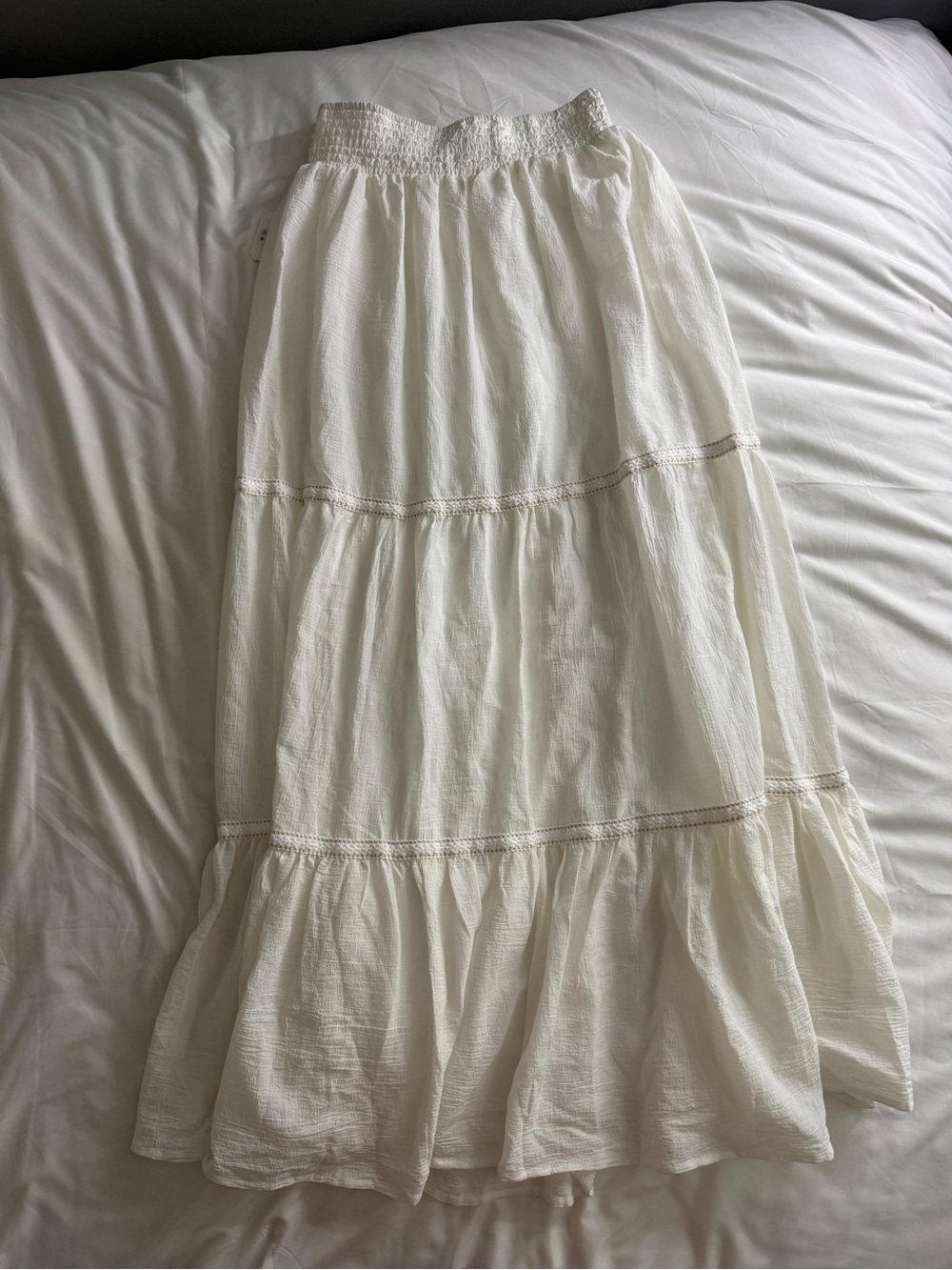 Altar'd State Cream Tiered Maxi Skirt with Smocked Waist